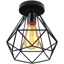 Norcks - Plafones De Metal Vintage Lampara Techo De Diamante Retro Negro Lustre Industrial Para Comedor Bar Interior Dormitorio Oficina E27