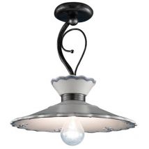 Plafoniera Classica Ravenna Metallo Nero Ceramica Bianco Sfumato Arg. 31Cm 1 Luce E27