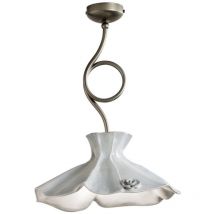 Plafoniera Classica Lecco Metallo e Ceramica Argento Decorato 1 Luce E27