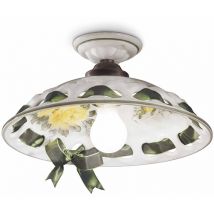 Plafoniera Classica Napoli Metallo e Ceramica Nero Sfumato Rame 1 Luce E27