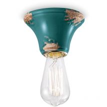 Plafoniera Vintage Tonda Media Ceramica Verde 1 Luce E14