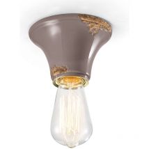 Plafoniera Vintage Tonda Piccola Ceramica Tortora 1 Luce E27