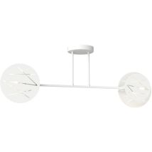 Bonetti Illumina - Plafoniera 2 Luci Plutone In Acciaio Bianco A Bracci E Diffusori A Cerchio