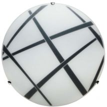 Plafoniera 1xE27 Ganci Cromo Vetro Lastra Bianco-Nero e Energy Dario