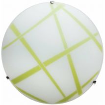 Plafoniera 2xE27 Ganci Cromo Vetro Lastra Bianco-Verde e Energy Dario