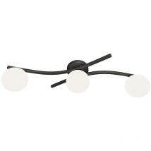 Plafoniera 3 Luci Opus In Accciaio Nero e Sfere In Vetro Bianco