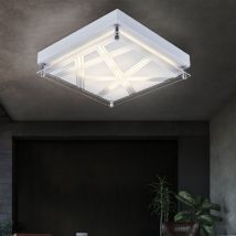 Esto - Deckenleuchte Deckenlampe Muster Wohnzimmer Beleuchtung silber in quadratischem Design, Metall Acryl, 1x led 1x 12 Watt 1200 lm neutralweiß,