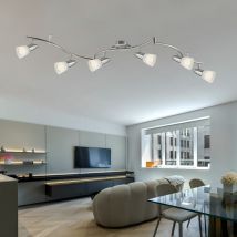 Plafoniera led faretto faretto soggiorno lampada camera da letto faretto da soffitto, metallo vetro cromo nichel, 6 punti mobili, 4W 350lm 3000K