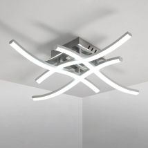Plafoniera led con Design Creativo a 4 Luci, Forma a Onde Incrociate, IP20, Diametro 36CM, per Soggiorno, Camera da Letto, Cucina - Argento - 24W