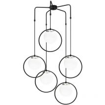 Cristal Model Lampada a sospensione a grappolo globo a 5 luci 10 Deco nera