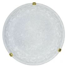 Plafoniera in vetro screpolato bianco ganci in oro diam. 30 cm