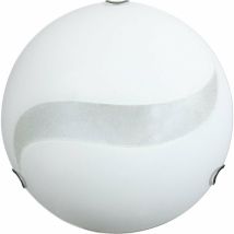 Plafoniera 2xE27 Ganci Cromo Vetro Lastra Serigrafato Bianco C/Graniglia e Energy Astrid