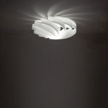 Plafoniera Moderna 5 Luci Flat In Polilux Bianco D100 Made In Italy