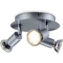 Plafoniera led, include 3 lampadine led GU10 da 3W, luce calda, faretti da soffitto, lampada moderna con 3 luci orientabili, forma circolare, corpo