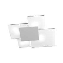 Plafoniera Contemporanea Upgrade Metallo Grigio e Vetro 4 Luci E27 71Cm