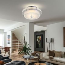 Plafoniera cromata da cucina lampada da soffitto rotonda a led in vetro per corridoio, 9W 710lm bianco caldo, DxH 20 x 10,5 cm