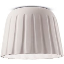 Plafoniera Piccola Vintage Decò Madame Gres Ceramica Bianco Naturale 1 Luce E27