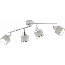 Wofi - Plafoniera E14, 4 fiamme, faretto da soffitto, 4 fiamme, argento, plafoniera orientabile, metallo colore cromo, attacchi E14, LxPxH 71,5x10x22
