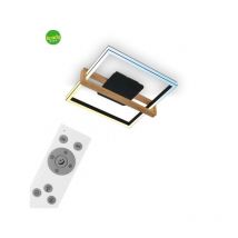 Plafoniera Frame Nested Briloner 49x45cm Legno e Nero cct con Telecomando 40W