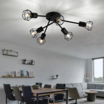 Lampada da soffitto a gabbia spot soggiorno sala da pranzo lampada retrò nera in un set con lampadine a led