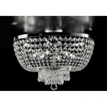 Plafoniera in ferro e ottone cromato con strass 6 luci Mozart