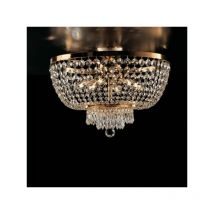 Plafoniera in ferro e ottone dorato con strass 6 luci Mozart