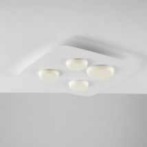 Plafoniera in metallo laccato bianco con diffusori in silicone a led integrato 4 luci H.5 - ø 45