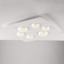 Plafoniera in metallo laccato bianco con diffusori in silicone a led integrato 6 luci H.5 - ø 65