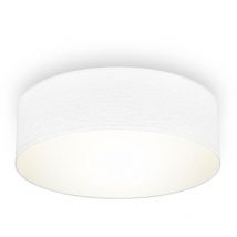 Plafoniera in tessuto bianco, attacco per lampadina E27 non inclusa, Lampada da soffitto diametro 30cm, Lampadario moderno per salotto o camera da