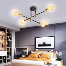 Plafoniera Industriale Moderna a 4 Luci Illuminazione in Metallo per Interni E27 Lampada da Soffitto Lampadario per Soggiorno Cucina Camera da Letto