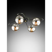 Plafoniera Karin 4 Luci E27 D.60xh20cm Nera / Oro