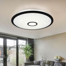 Plafoniera lampada da camera nera plafoniera dimmerabile moderna, luce notturna led effetto stella telecomando, led 45W 5300lm 3000-5500K, DxH 65x10cm