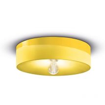 Plafoniera Grande Vintage Decò Pi Ceramica Giallo Limone 1 Luce E27