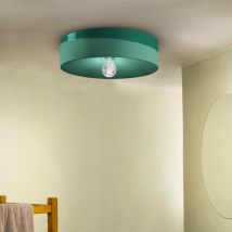 Plafoniera Grande Vintage Decò Pi Ceramica Rosso Corallo 1 Luce E27