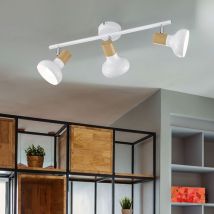 Plafoniera lampada in legno 3 fiamme plafoniera bianca 3 faretti con punti orientabili, metallo legno, 3x E14, LxPxH 49x13x16 cm Wofi 775503069000
