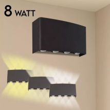 Applique led Lampada a Parete Doppia Luce IP65 Interno/Esterno Regolabile - Black - 8W - Maka