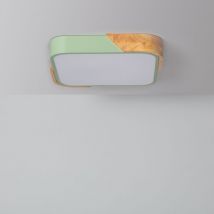 Plafoniera led 18W Quadrata Legno 325x325 mm cct Selezionabile Semi-Dari Verde Celadon