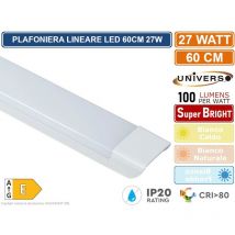 Plafoniera lineare led Universo alta luminosita' 2700 lumen 60CM 27W IP20 3000K - 4000K - 6500K - Colore Luce: Bianco Freddo