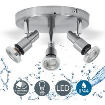Plafoniera led da soffitto con faretti orientabili, lampadario bagno resistente agli schizzi d'acqua IP44, include 3 lampadine GU10 5W, metallo color