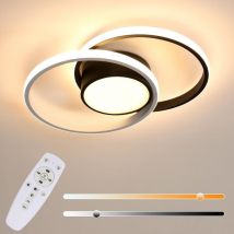 Plafoniera led Dimmerabile Rotonda Nera, Plafoniera Soggiorno 40W 4500lm con Telecomando Regolabile 3000-6000K, Plafoniera Moderna Camera da Letto