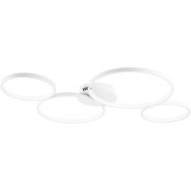 Plafoniera led fredy in alluminio bianco con quattro diffusori 60W e cct - Bianco
