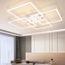 Plafoniera led Gbly 4 Cornici Bianche Lampada da Soggiorno Moderna 32W 3000K Lampada da Cucina da Sala da Pranzo Bianca Calda Design Rettangolare per