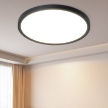 Plafoniera led Gbly Bagno - Diametro 30 cm Lampada da Bagno Rotonda Nera Piatta Lampada da Cucina per Camera da Letto 24 w Bianco Caldo Illuminazione
