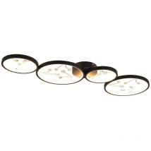 Groovy plafoniera led 4 cerchi con decori gemme nera funzione regolazione intensita' interruttore a parete l. 96CM