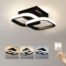 Plafoniera led in alluminio nera doppia croce quadrata 22W, dimmerabile 3000K-6500K, diametro cornice quadrata 19cm