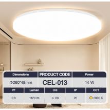 Plafoniera led 14W 3000k Bianco IP20 1120lm CRI≥80 UGR≤27 PF0.8 Garanzia:3anni Φ260mm 48mm - Kosoom