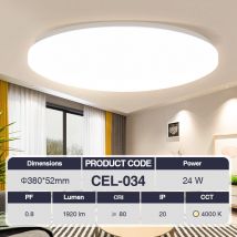 Plafoniera led 24W 4000k Bianco IP20 1920lm CRI≥80 UGR≤27 PF0.8 Garanzia:3anni Φ380mm 52mm - Kosoom