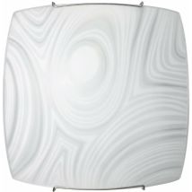 Energy - Plafoniera 1xe27 Ganci Cromo Vetro Lastra Bianco Decorato Fantasia E Martina