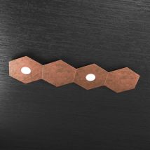 Top-light - Hexagon Applique-plafoniera 2 Luci + 2 Decorativo Foglia Rame 1142-2l2d-fr