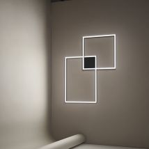 Plafoniera Moderna Cross Alluminio Nero Opaco Led 64w Dimmerabile Ip20
